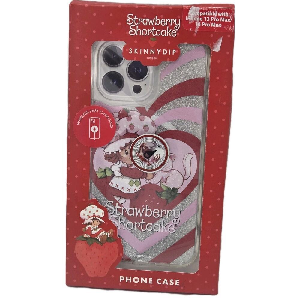 NEW SKINNYDIP STRAWBERRY SHORTCAKE IPHONE 13 & 14 PRO MAX PHONE CASE Hearts Cat